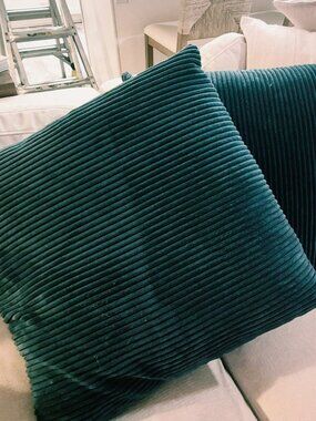 Set of 2 - 22x22" Large Navy Corduroy Throw Pillows